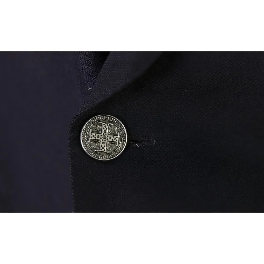 Custom Tailored Bespoke Solid Black 2-Btn Wool Suit 46R